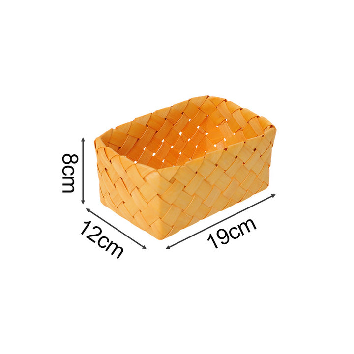 Rectangular storage basket made of woven natural material