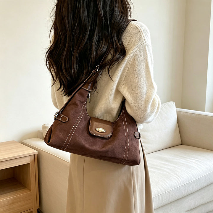 Stylish Suede Shoulder Bag Bowlift