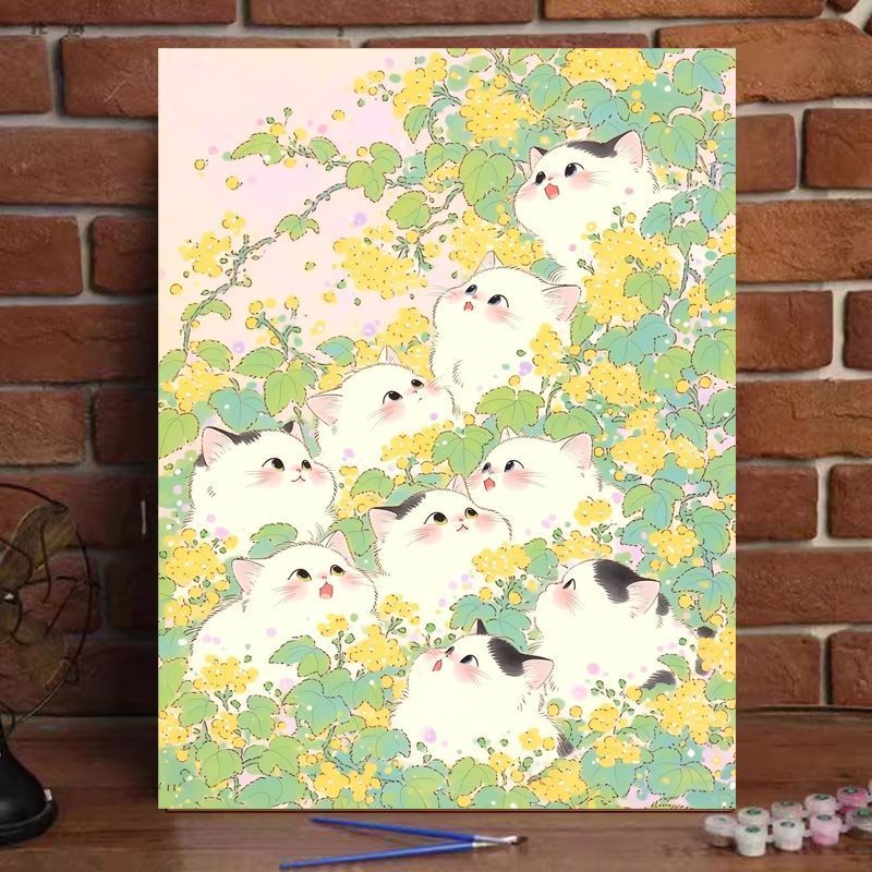 Whimsical Cat-Themed Paint by Numbers Art Kit Bowlift