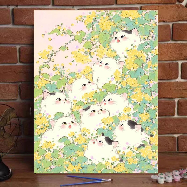 Whimsical Cat-Themed Paint by Numbers Art Kit Bowlift