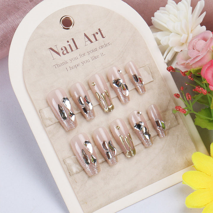 Decorative Rhinestone-Embellished Press-On Nail Art Bowlift