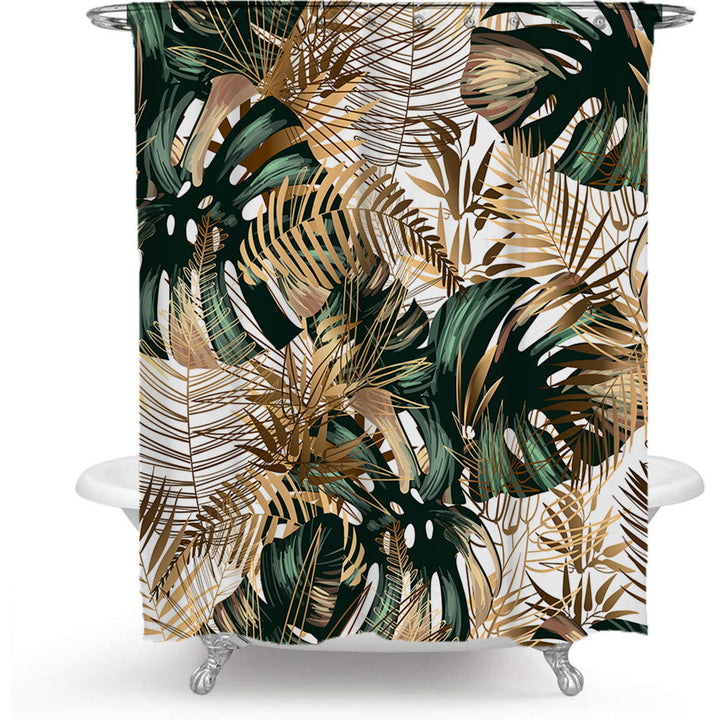 Tropical Leaf Print Shower Curtain Bowlift