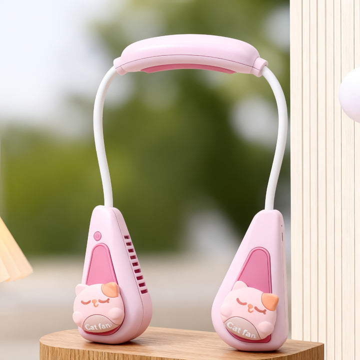 Ladies Portable Neck Fan with Cute Animal Design Bowlift