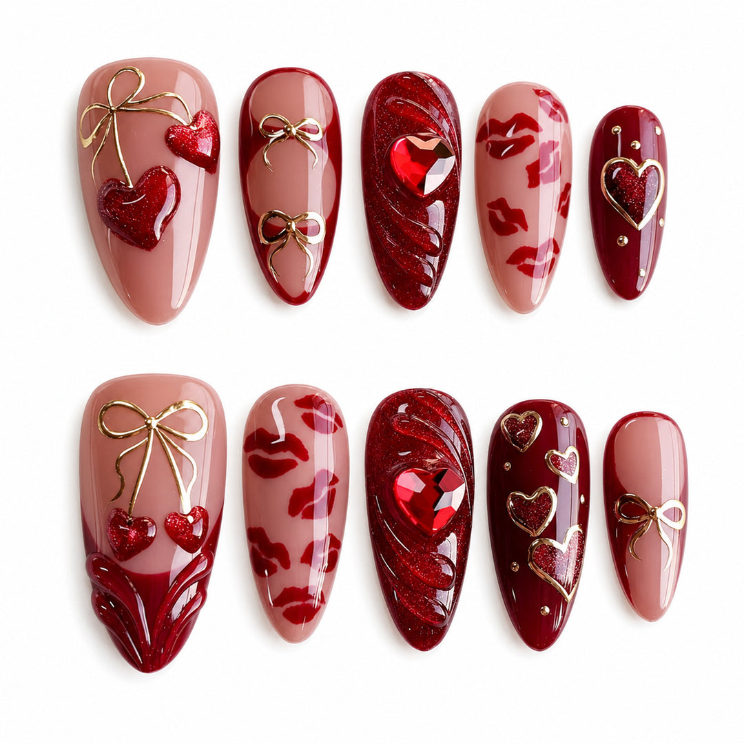 Artificial nails with romantic design Bowlift