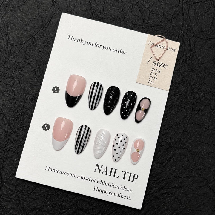 Elegant Artistic Press-On Nail Set Bowlift
