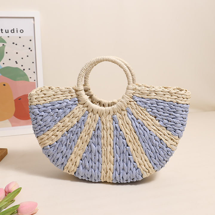 Handbag Made of Handwoven Bast with Base Structure Bowlift