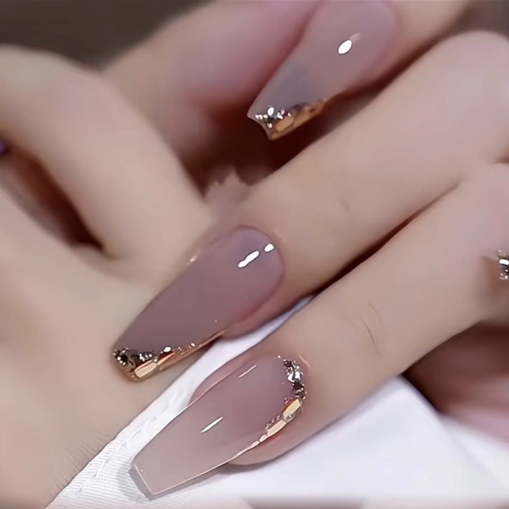 Luxury Gold-Accent Press-On Nails Bowlift