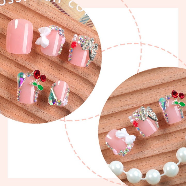 Acrylic Nail Set with Luxurious Accents Bowlift