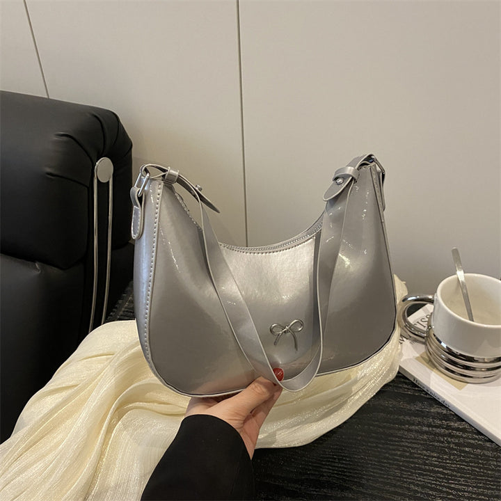 Premium Glossy Faux Leather Hobo Bag Bowlift