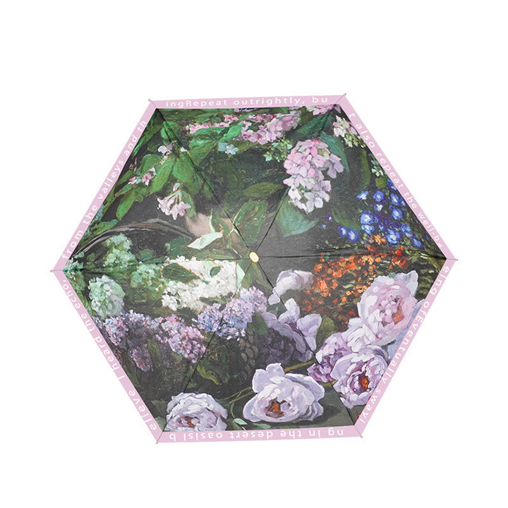 Ladies elegant folding umbrella with floral art design Bowlift