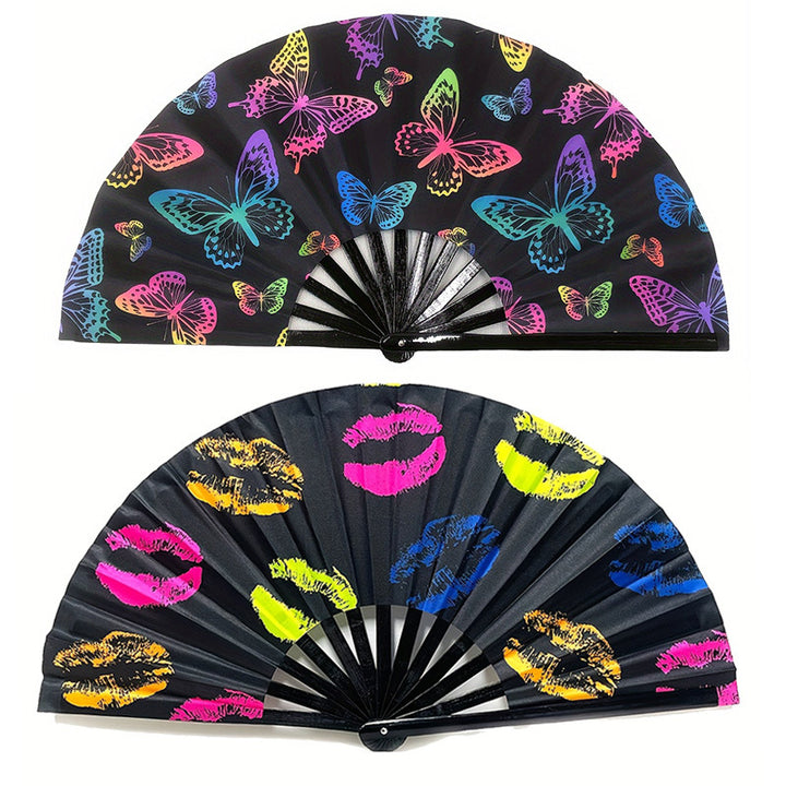 Ladies Fan with Colorful Motif Bowlift