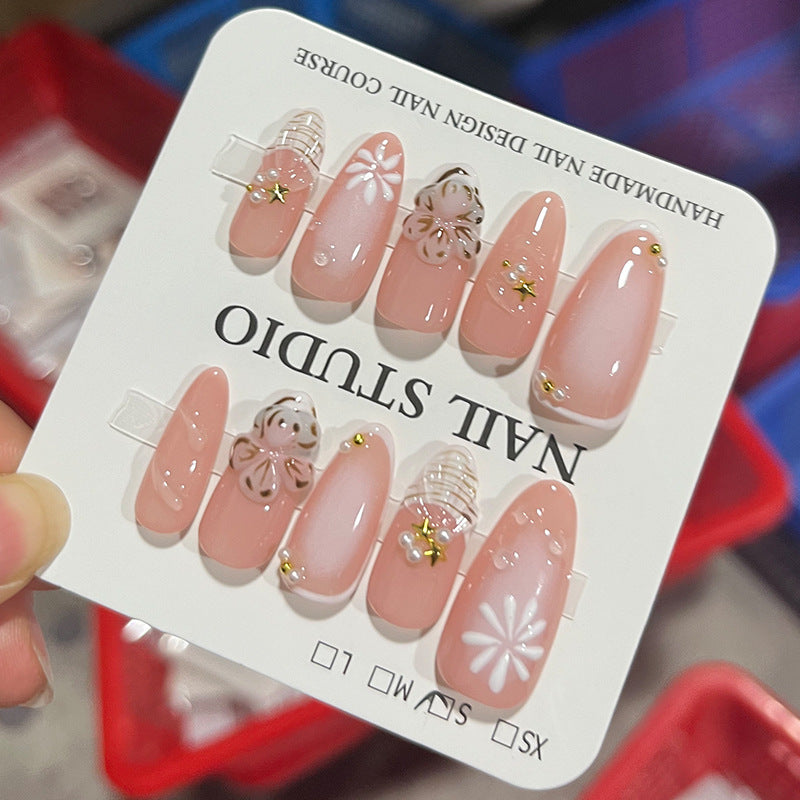 Handcrafted Floral Pattern Press-On Nails Bowlift