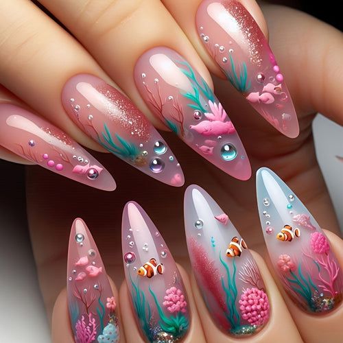 Artistic Coral Reef-Inspired Nail Art Bowlift