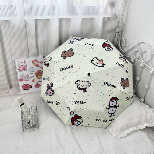 Women's Automatic Folding Umbrella with Cheerful Snowman Design Bowlift