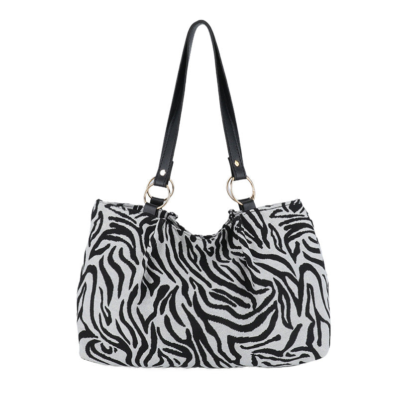 Stylish Zebra Print Canvas Tote Bag Bowlift
