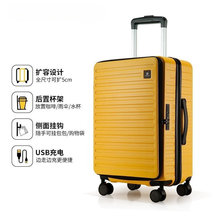 Hard Shell Trolley With Integrated Usb Charging Station And Expandable Storage Bowlift