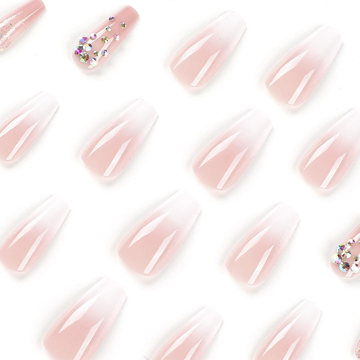 Artful Acrylic Nails with Elegant Glitter Design Bowlift