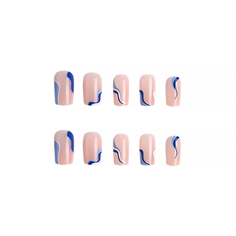 Trendy artificial nails with abstract wave pattern Bowlift