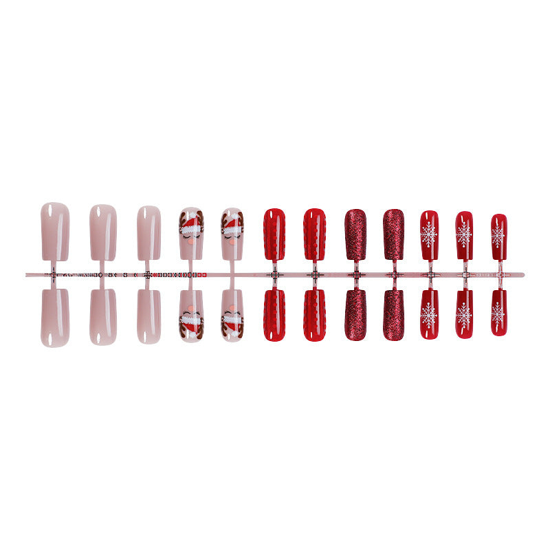 Festive Holiday-Themed Press-On Nail Art Set Bowlift