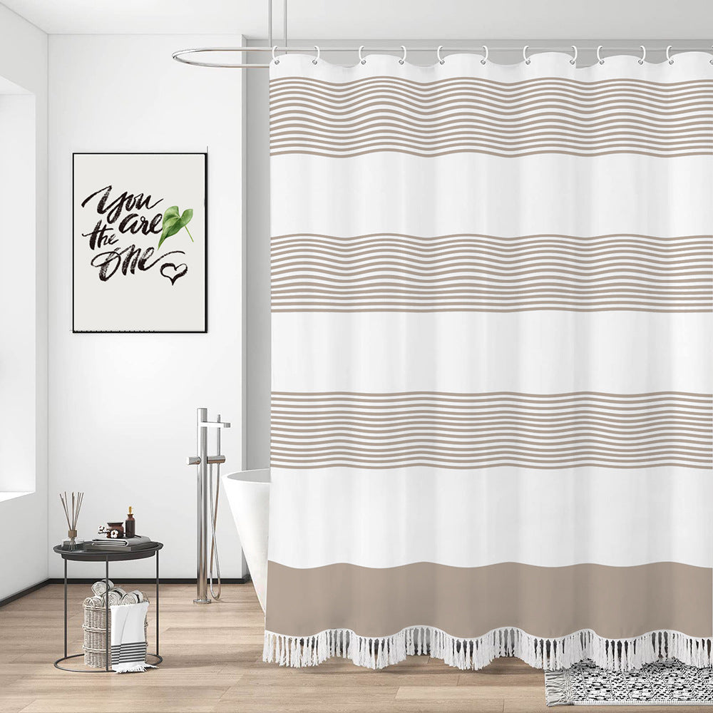 Coastal Wave Pattern Shower Curtain Bowlift