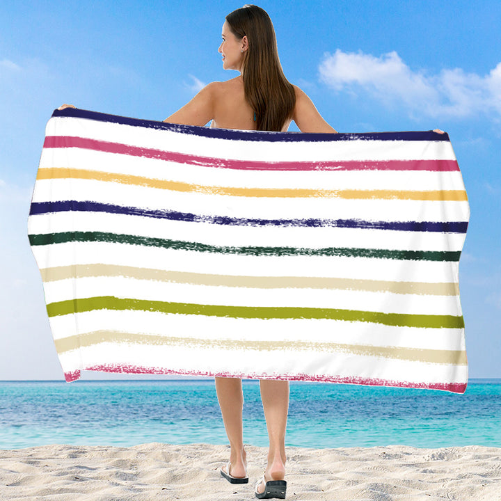 XXL Beach blanket with colorful stripe pattern Bowlift