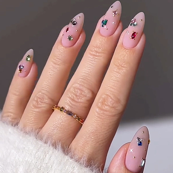 Decorative Gemstone Press-On Nail Art Set Bowlift