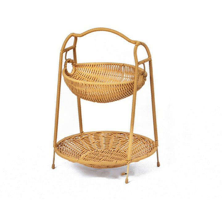 Two-Tiered Woven Fruit Display Stand Bowlift