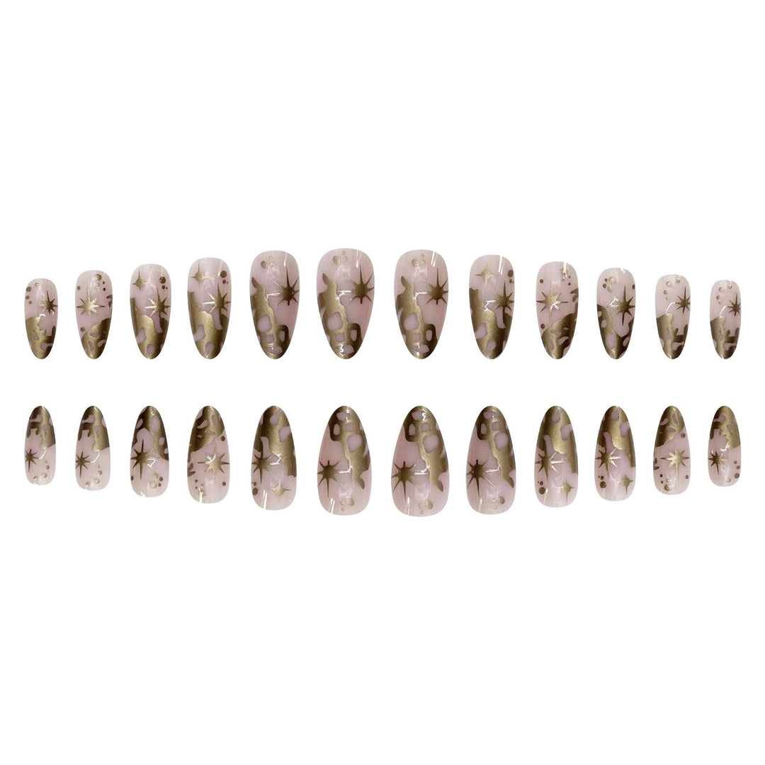 Trendy artificial nail tips with luxurious gold accents Bowlift
