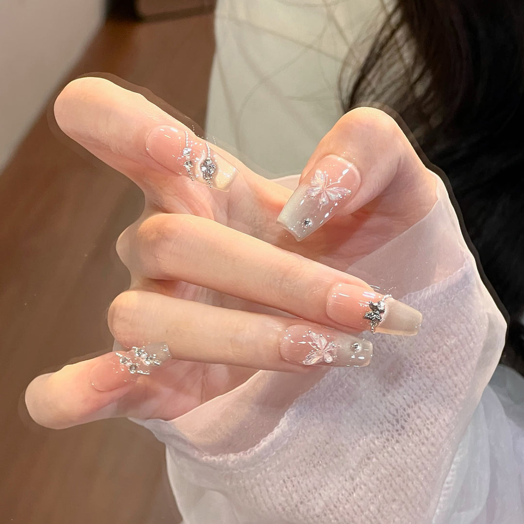 Elegant Decorative Press-On Nail Set Bowlift