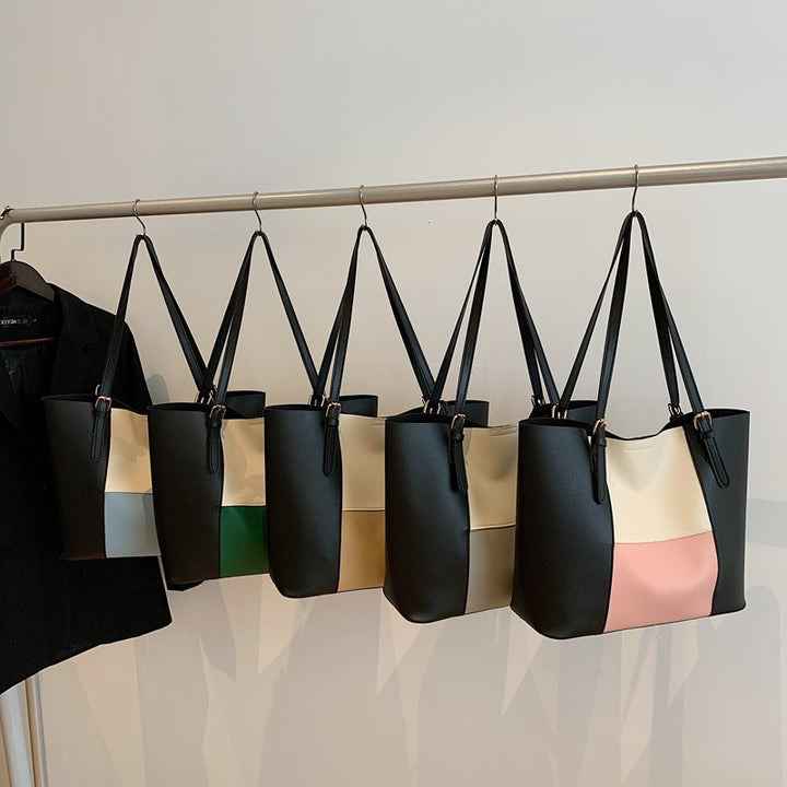 Versatile Color Block Tote Bag Bowlift