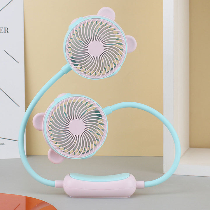 Women's Wearable Neck Fan with Dual Rotating Blades Bowlift