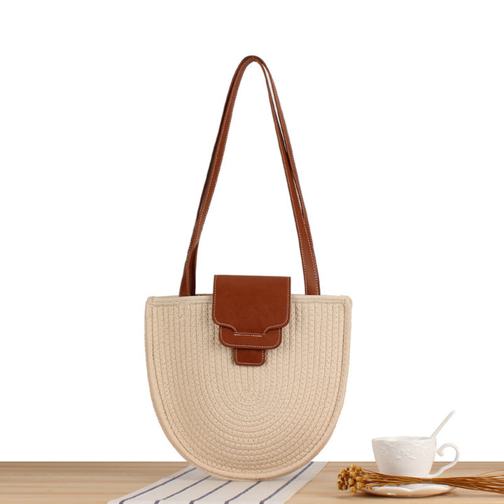 Braided Tote Bag with Elegant Leather Detail Bowlift