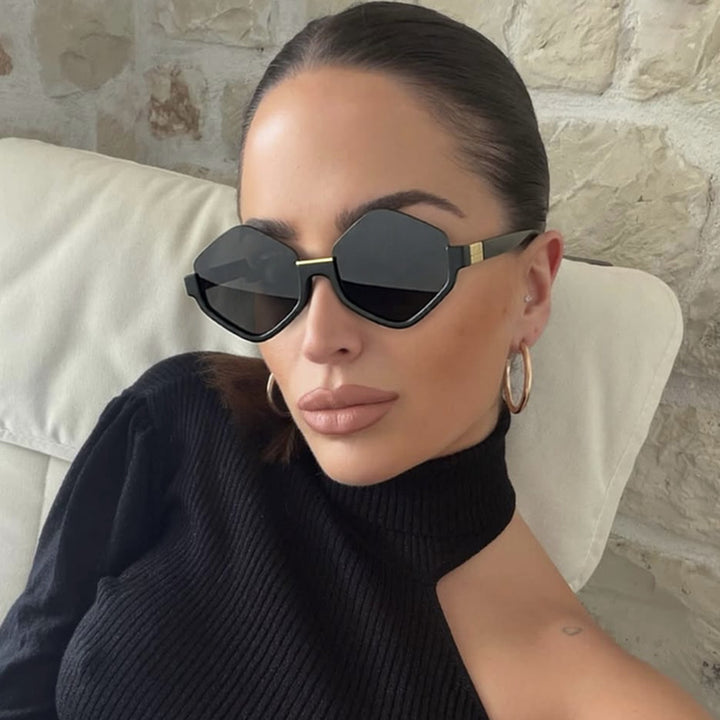Women's fashionable sunglasses with trendy hexagonal frame and protective lenses Bowlift