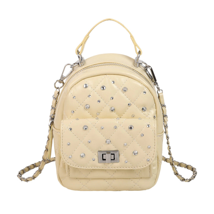 Quilted Mini Backpack with Rhinestone Accents Bowlift