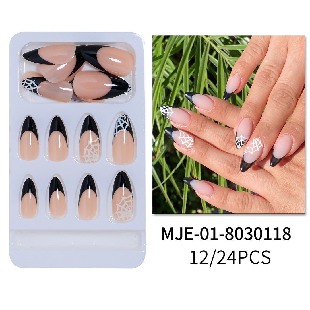 Artistic Halloween-Themed Stiletto Press-On Nails Bowlift