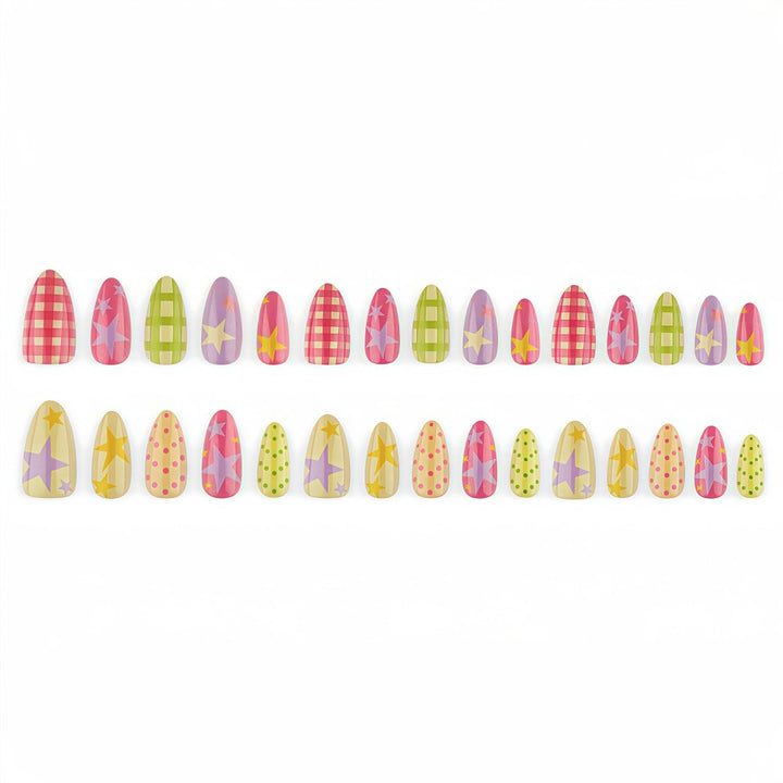 Artificial nails with colorful pattern Bowlift