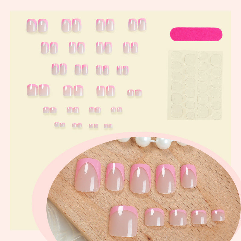 Premium French Tip Press-On Nails Set with Elegant Gradient Design Bowlift