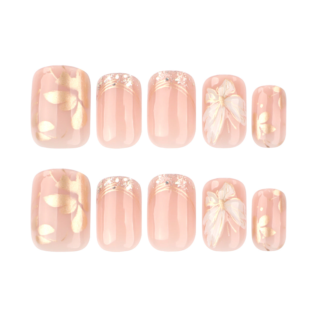 Artful nail design with leaf motifs Bowlift