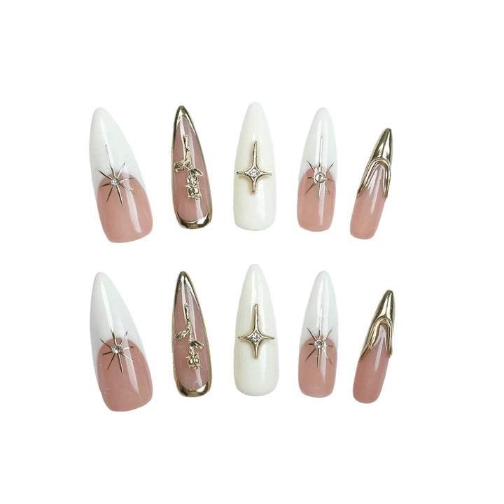 Artificial nail set with elegant 3D decorations and luxurious accents Bowlift