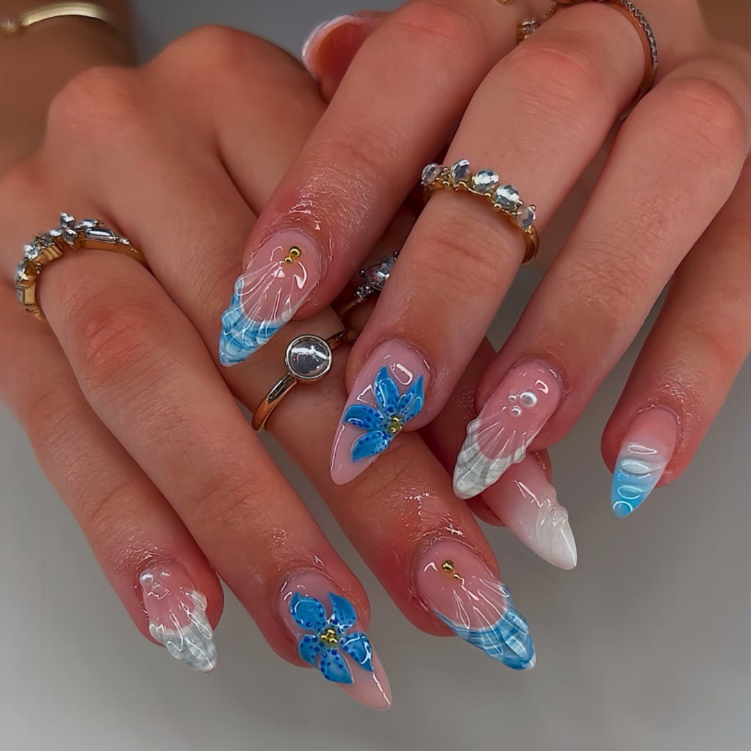 3D Floral and Ocean-Themed Nail Art Extensions Bowlift