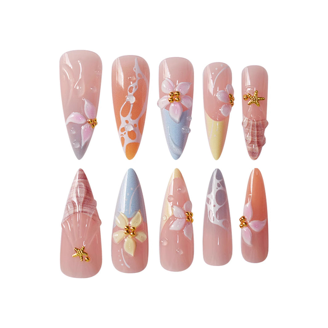 Premium Floral Art Press-On Nails Bowlift