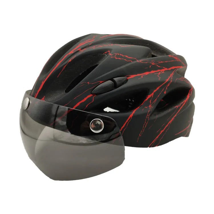 Sporty bicycle helmet with integrated visor Bowlift