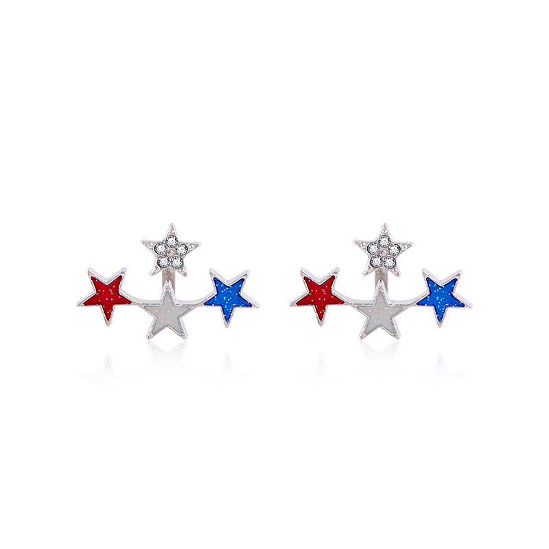 Women's long multi-layer star drop earrings with crystal embellishments and rhodium-plated alloy Bowlift