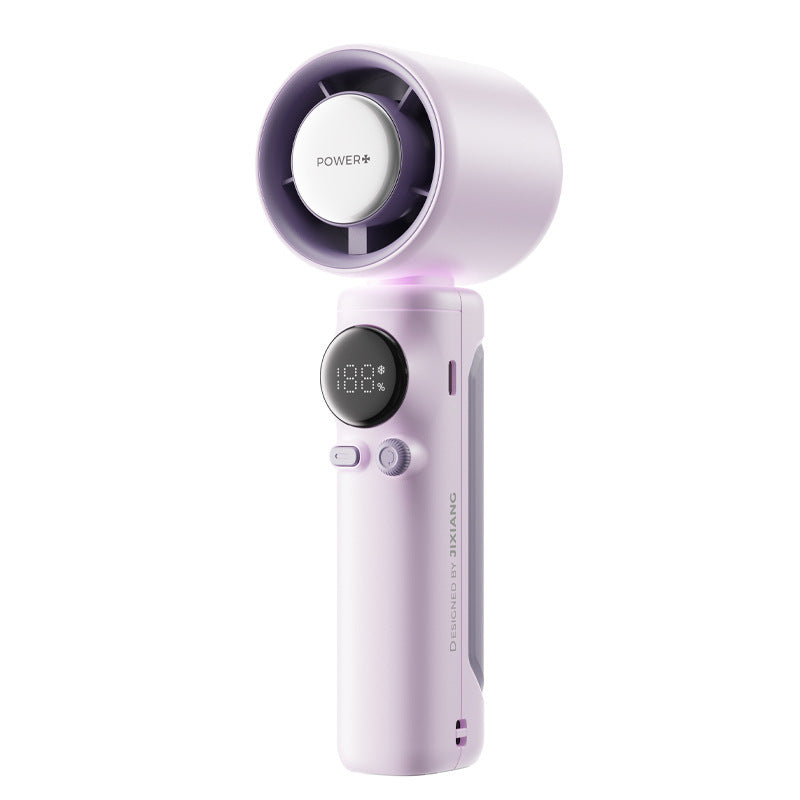 Women's Portable Smart Hand Fan with Digital Temperature Display Bowlift