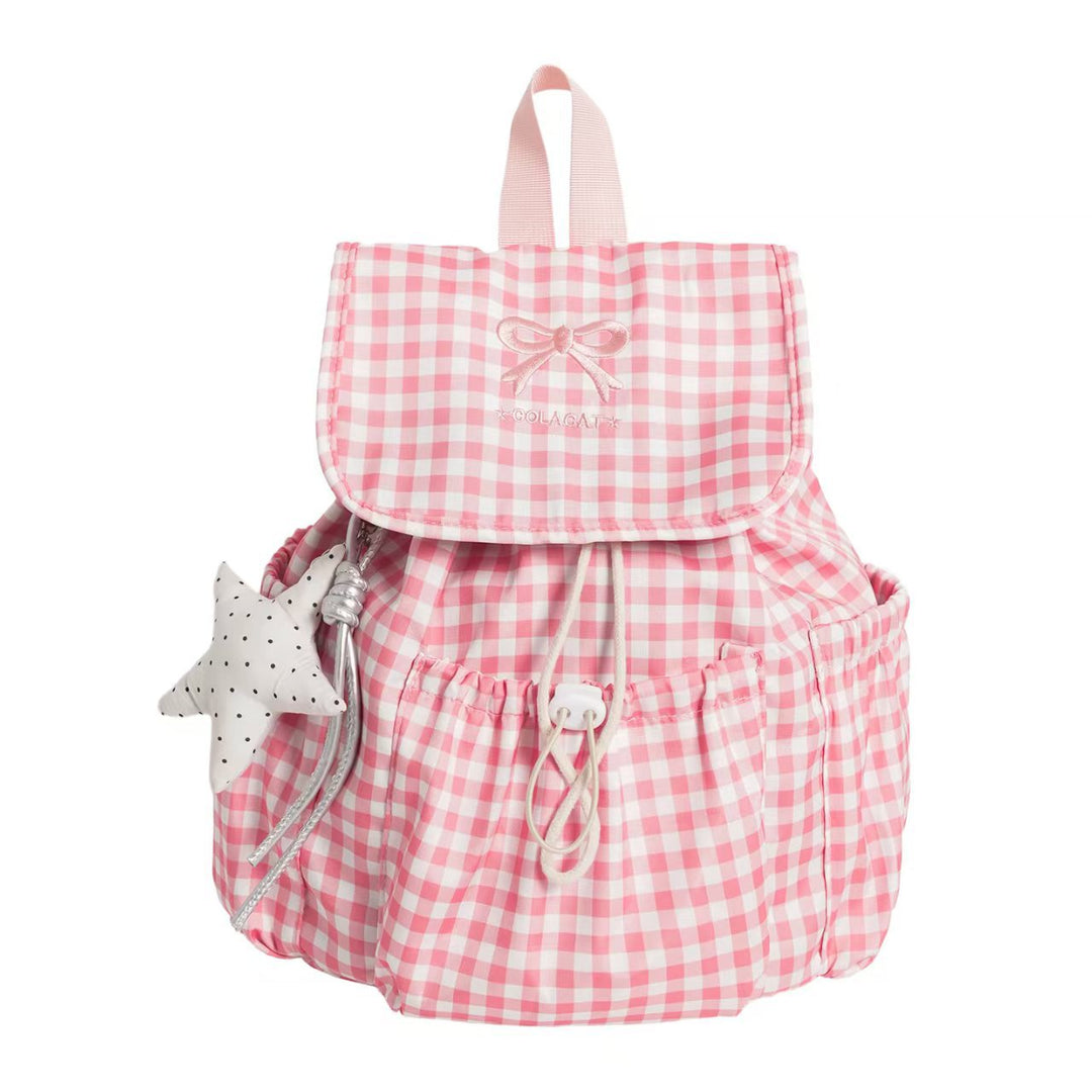 Cute Gingham Print Backpack Bowlift