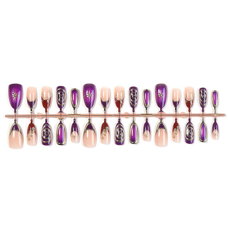 Acrylic nail set with elegant shimmer design Bowlift