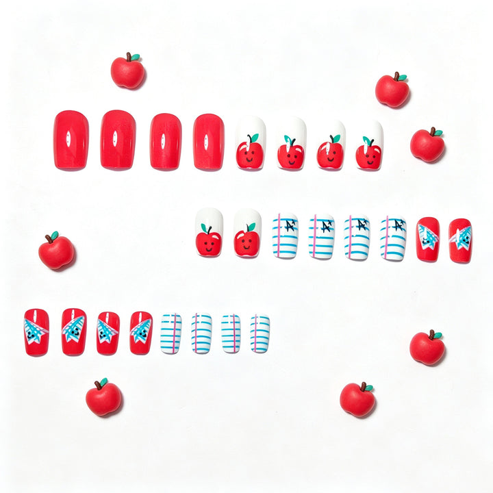 Creative art nails with cheerful school motif Bowlift
