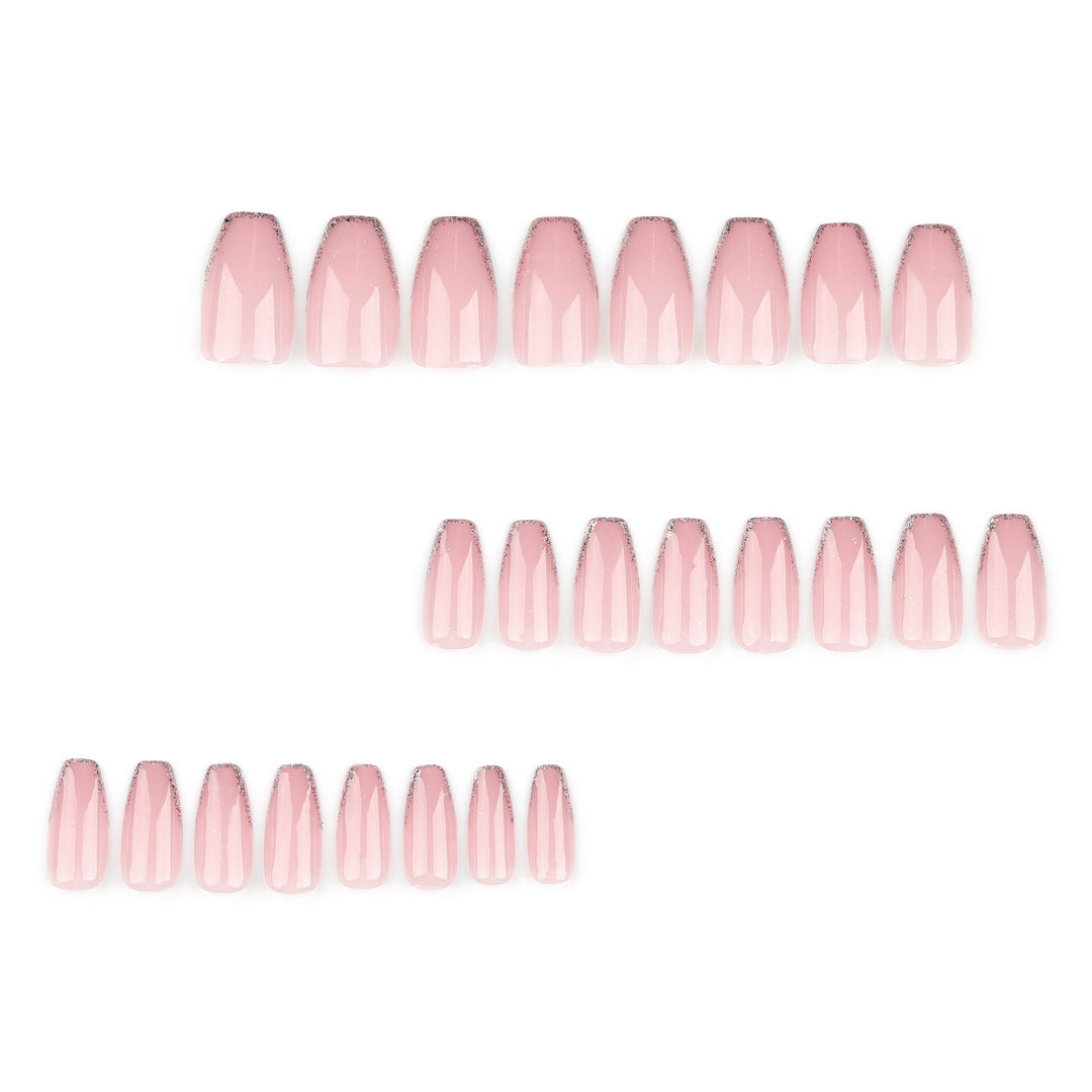 Artistic Nail Extensions with Elegant Glitter Finish Bowlift