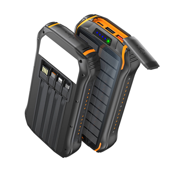 Robust solar power bank with fast charging function and integrated LED lamp Bowlift