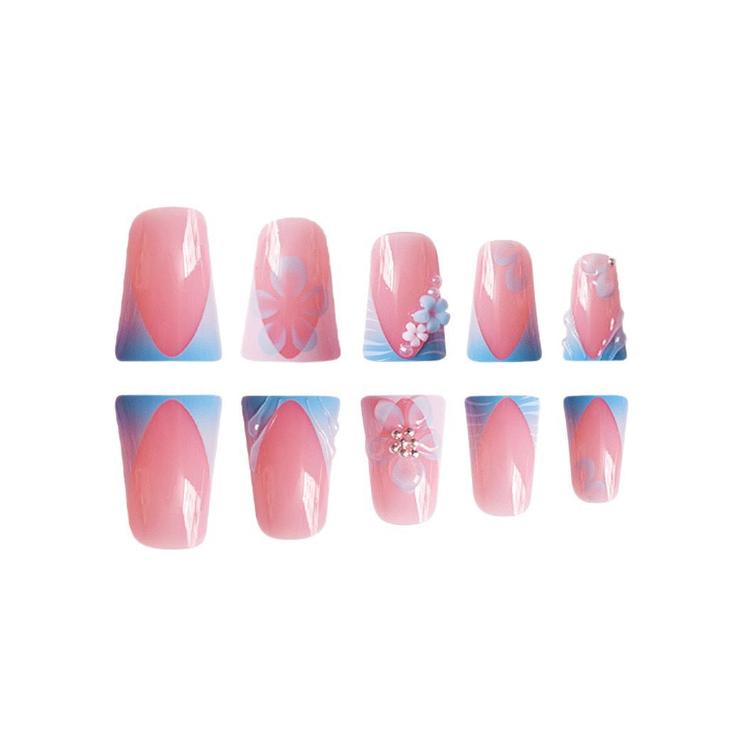 Artistic Acrylic Floral Nail Enhancements Bowlift